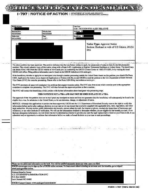 I-130 marriage petition approved